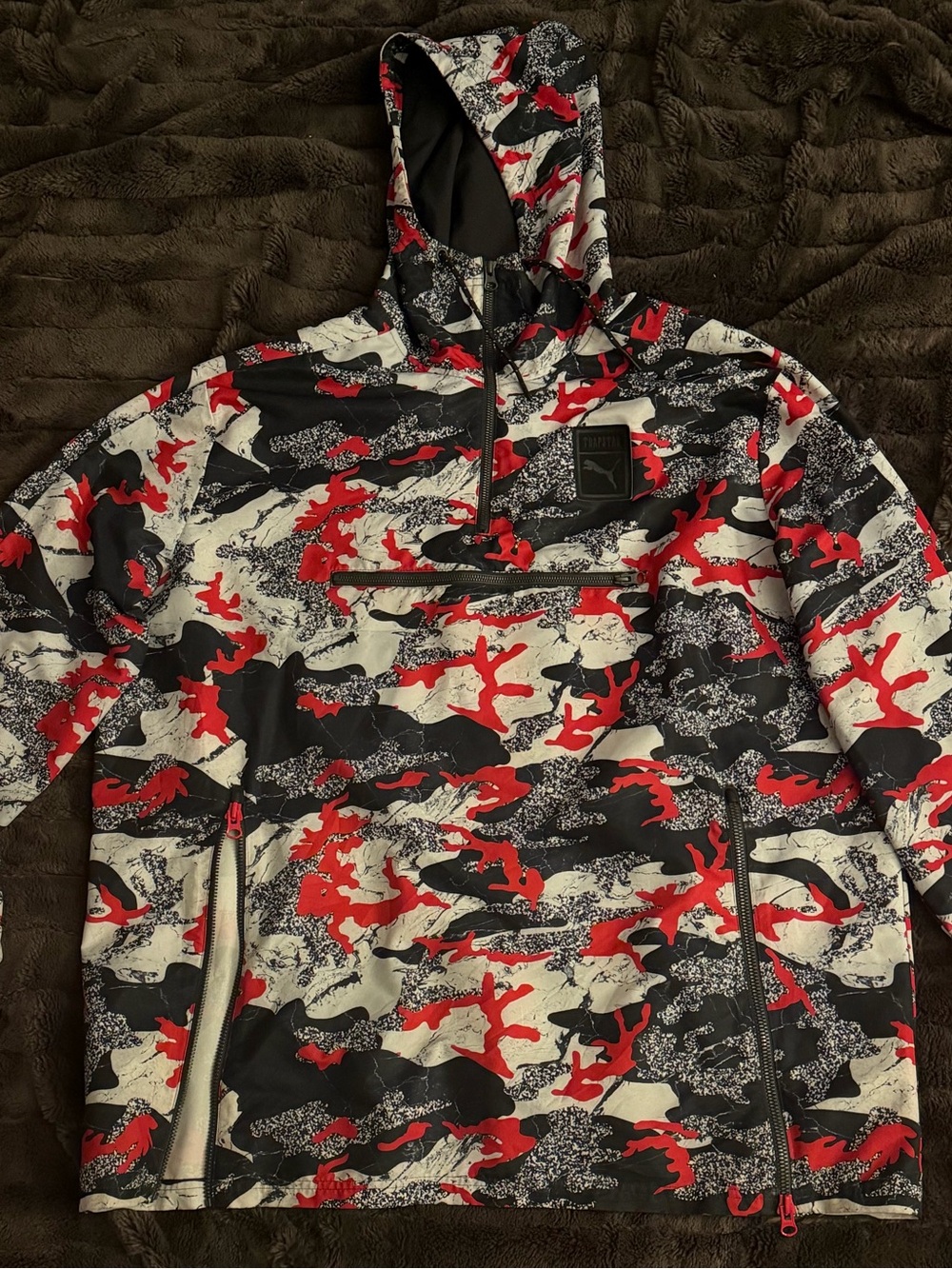 Puma Red Black White Camo Hooded Windbreaker